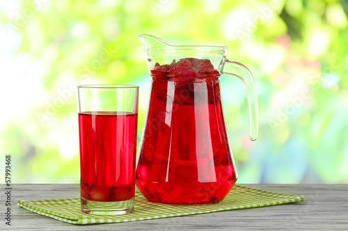 Pitcher and glass of compote