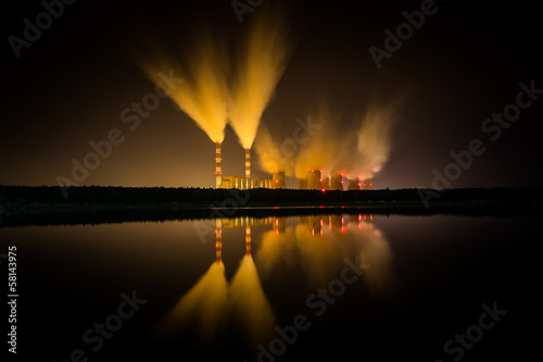 Power plant at night.