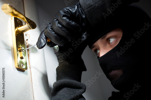 Thief Burglar opening door