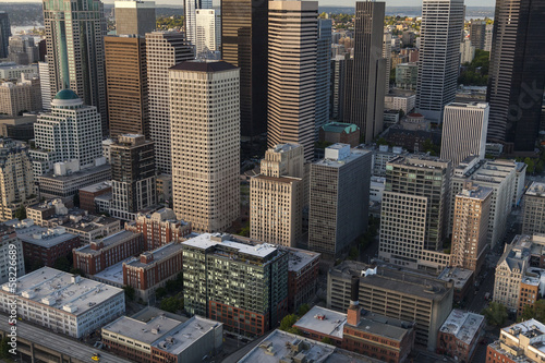 Aerial Photo City Skyline, Seattle, Washington, USA