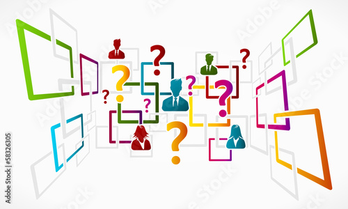 Abstract questions vector concept background grid illustration