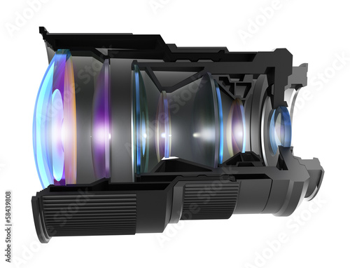 Sectional camera lens, isolated