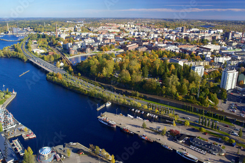 View of Tampere with marina from television tower Nasinneula