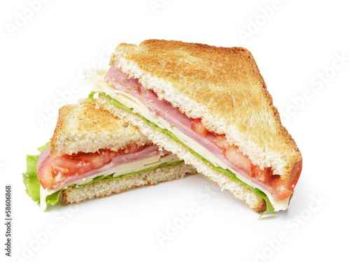 toasted sandwich with ham, cheese and vegetables