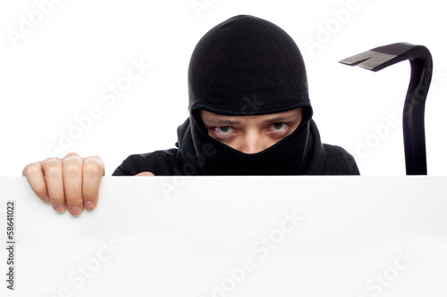 thief or burglar man isolated over white