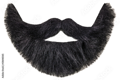 Black beard with mustache isolated on white