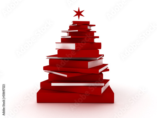 Red books christmas tree
