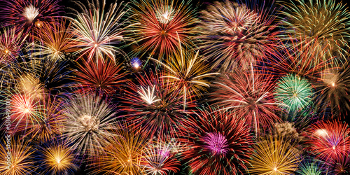 Festive and colorful fireworks display