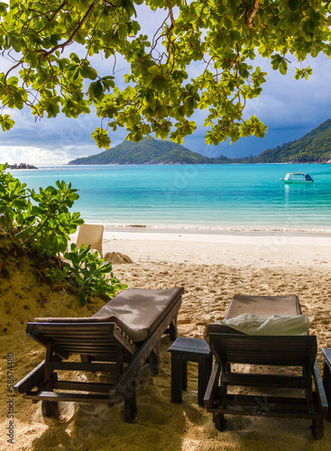 chair on the beach in Seychelles