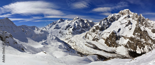Panorama of Mont Blanc de Courmayeur from Cresta Youla