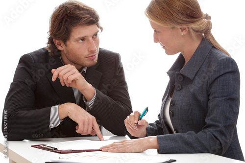 Businessman persuading to signing a contract