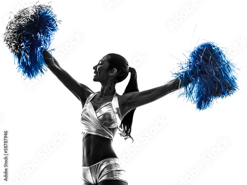 young woman cheerleader cheerleading silhouette