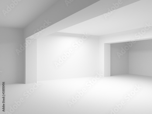 Abstract 3d white architecture background. Empty room interior