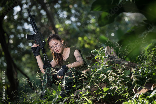 Special force with the gun in the jungle