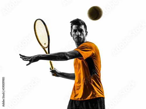 man tennis player portrait silhouette