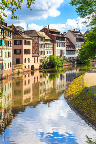Strasbourg, water canal in Petite France area. Alsace.