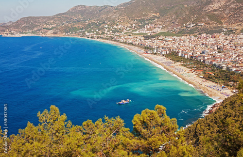 View of Kleopatra beach in Alanya, Turkey.