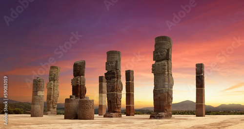 Toltec Sculptures in Tula, Mexico