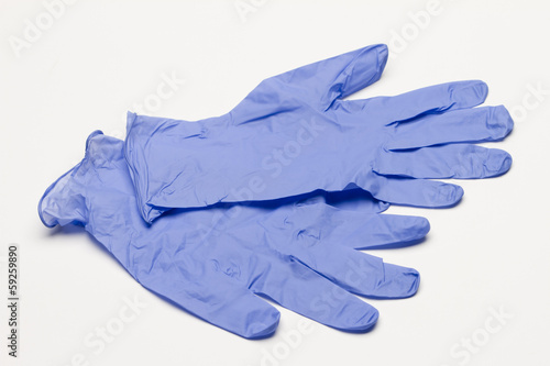 Blue latex gloves, horizontal