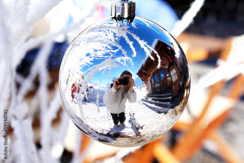 Self-portrait - reflection in the christmas bulb