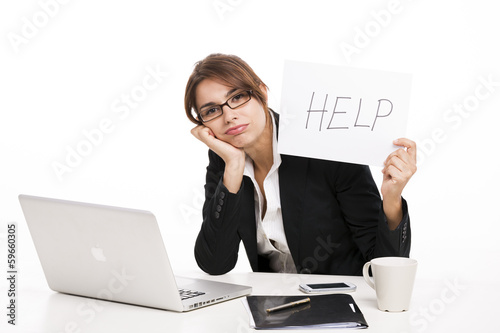 Business woman asking for help