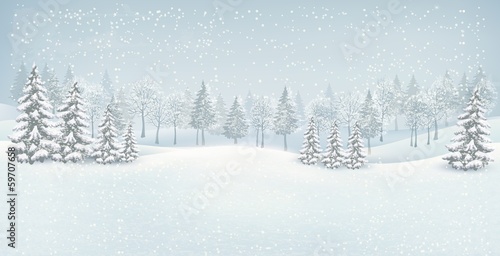 Christmas winter landscape background. Vector.