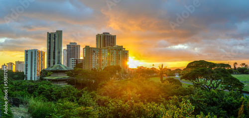 Sunset at Waikiki, Oahu, Hawaii