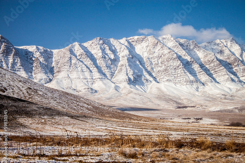 Snow covered mountains in central Iran, near Yazd