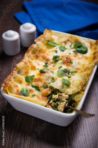 lasagne with salmon and spinach