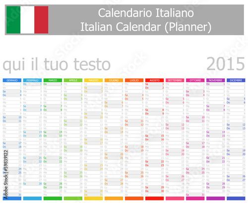 2015 Italian Planner Calendar with Vertical Months