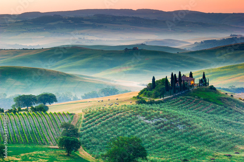 Tuscany, sunrise landscape