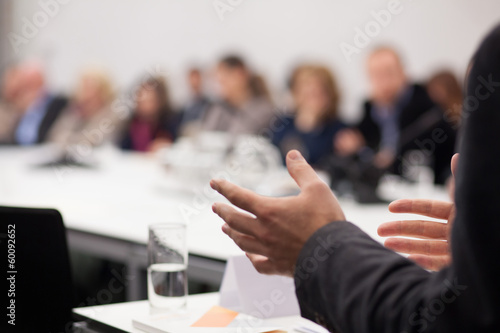 man having presentation at seminar