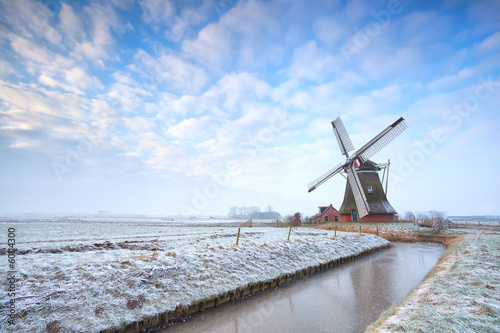 Dutch windmill in winter