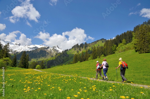 Senioren wandern in den Bergen