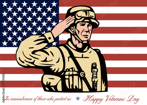 Happy Veterans Day Greeting Card Soldier Salute