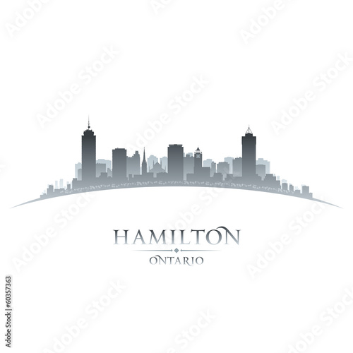 Hamilton Ontario Canada city skyline silhouette white background