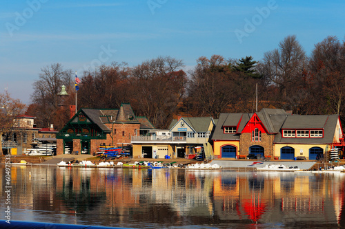 The famed Philadelphia’s boathouse row in Fairmount Dam Fishway