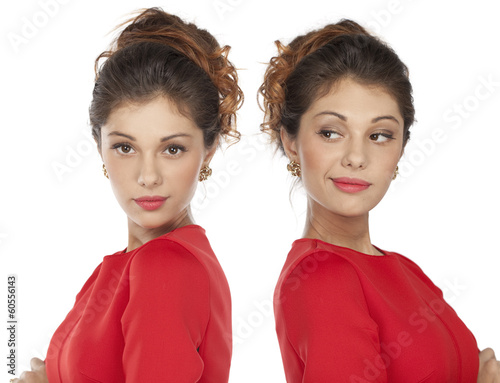 Portrait of beautiful twins young woman