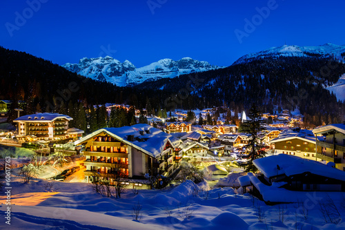 Illuminated Ski Resort of Madonna di Campiglio in the Morning, I