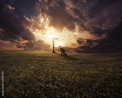 Sunset kneeling