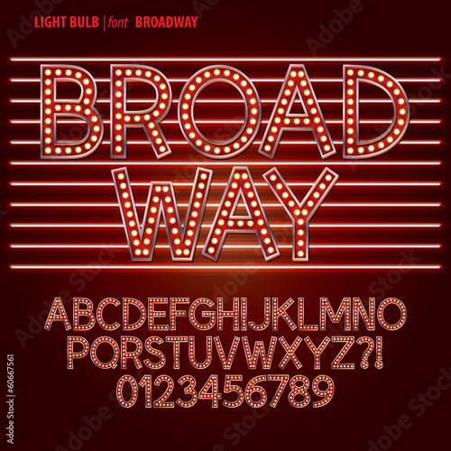 Red Broadway Light Bulb Alpahbet and Digit Vector