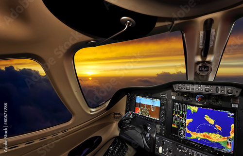 Cockpit at sunset