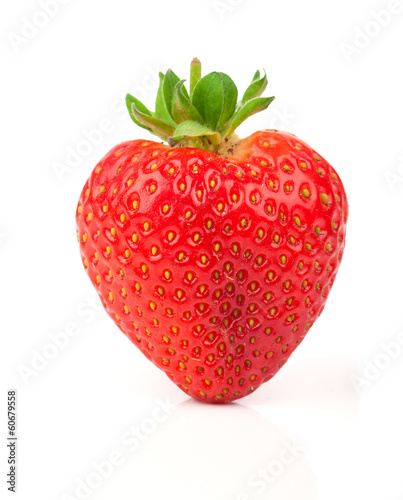 a heart shaped strawberry isolated on a white background