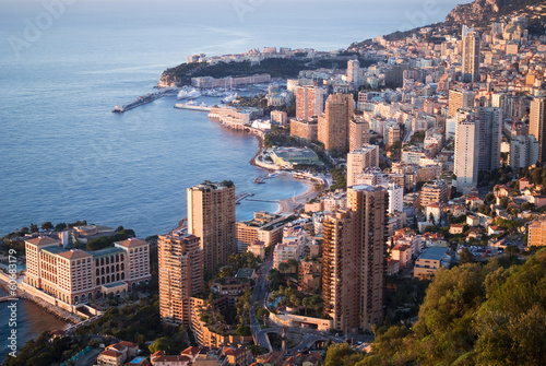 Principality of Monaco in the sunrise light