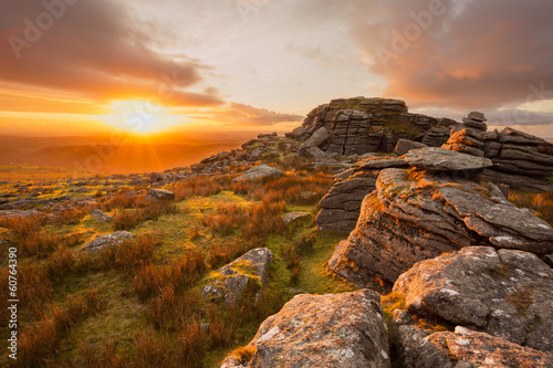 Sunset from King's tor Dartmoor Devon Uk