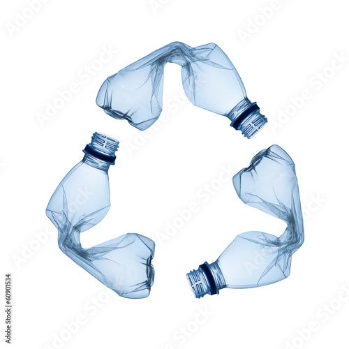 Concept of recycle.Empty used plastic bottle on white background