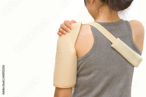 woman wearing a shoulder brace