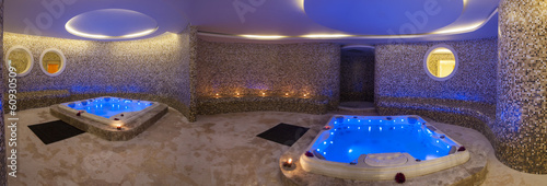 Wet area with jacuzzis in health spa