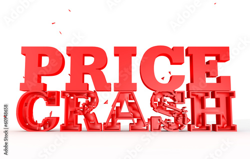 3d render of the word price crash for sales
