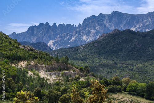 Unusual Rhino Horn shaped peaks on a Corsican Mountain.